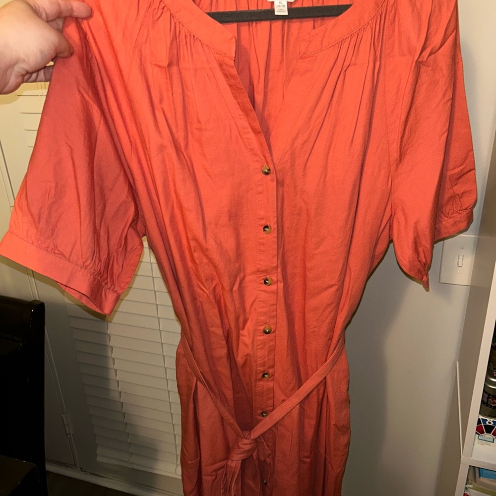 Time and Tru Orange Midi Dress